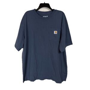 CARHARTT Shirt Mens XL K87 Loose Fit Heavyweight Short Sleeve Pocket Tee Blue